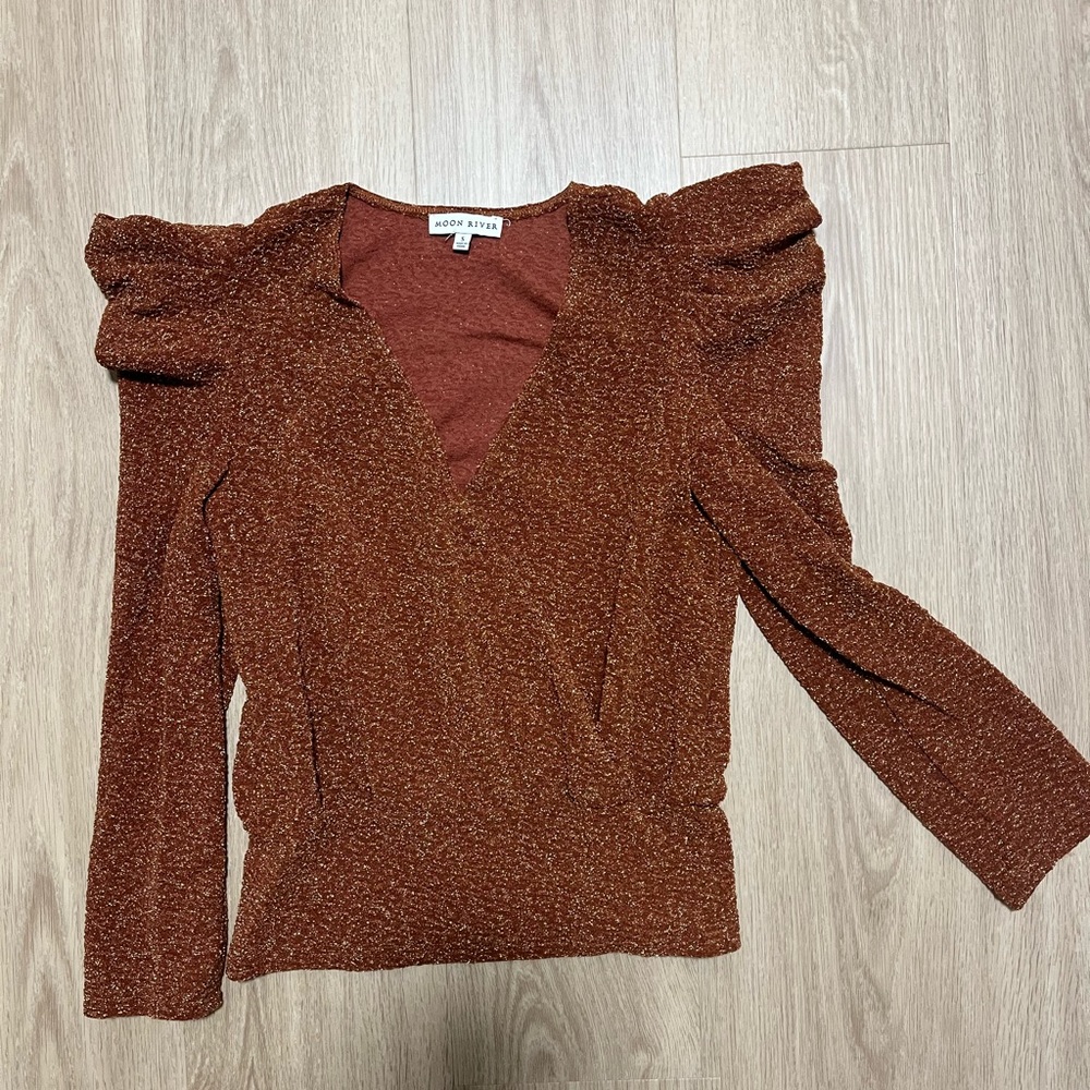 Moon river puff shoulder blouse